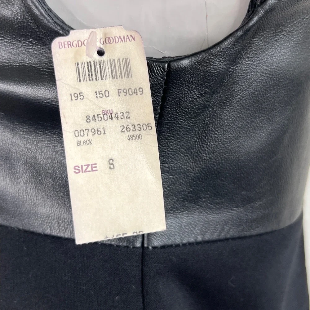 Alice + Olivia Leather Collar Shift Mini Dress Mixed Media A Line - Picture 9 of 9